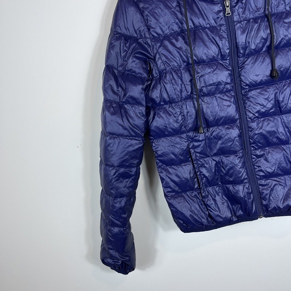 Zara TRF Warm Wear Ultralight Down Full Zip Deep Blue Hoodie Womens Size Medium - Picture 5 of 12